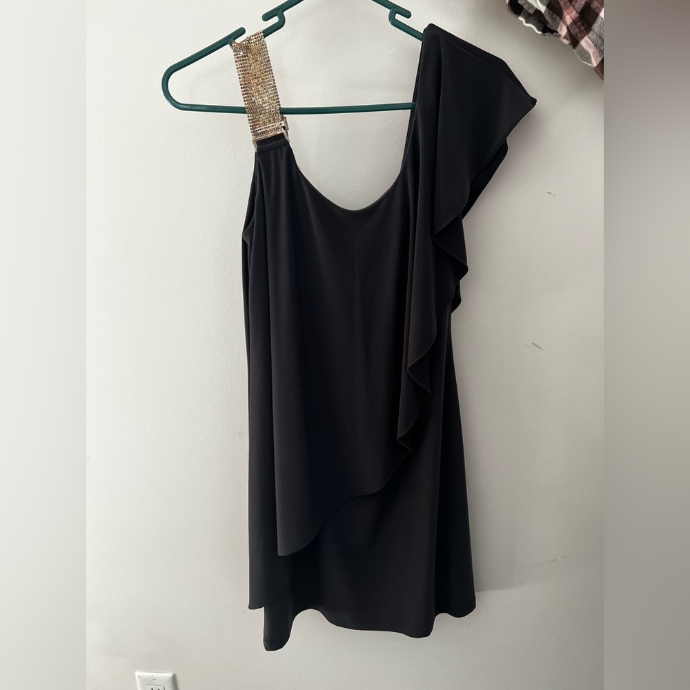 Blue/grey Betsy & Adam dress with silver shoulder strap